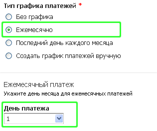 Ежемесячный тип графика платежей